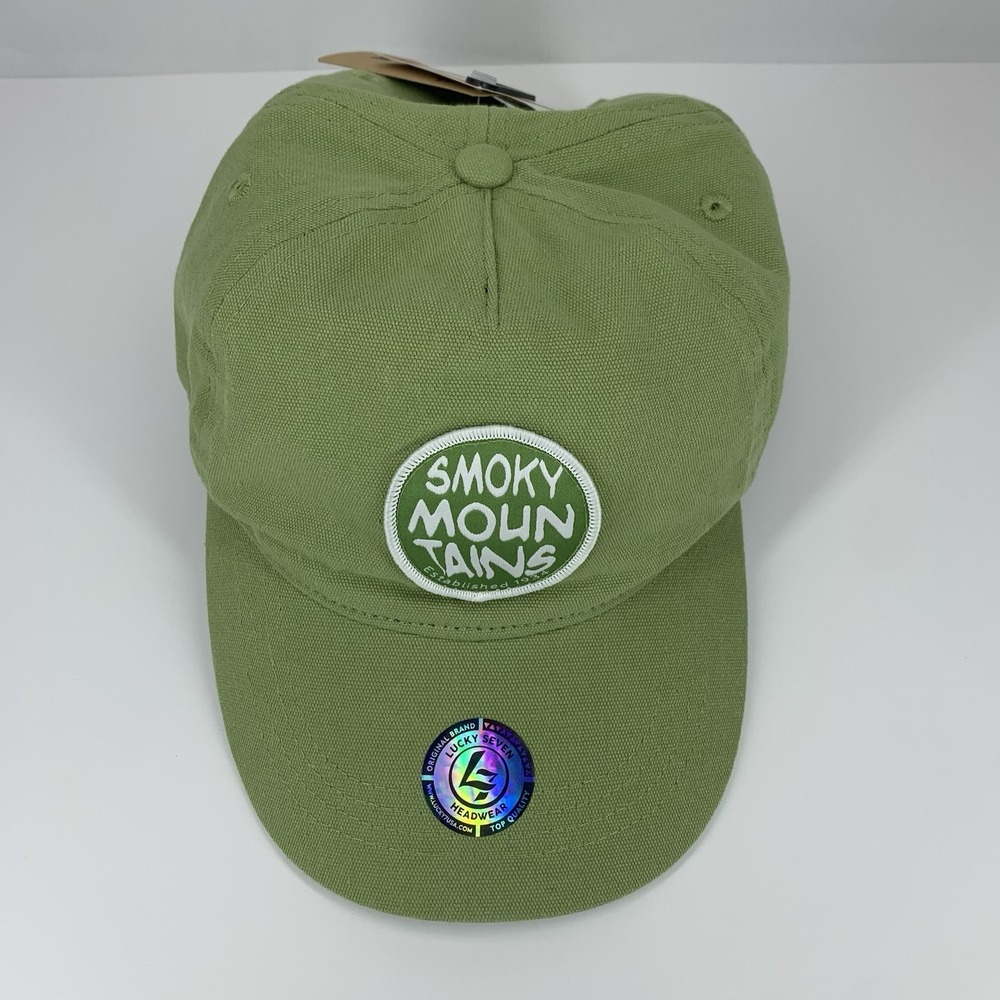 Smoky Mountains Hat Women Green Groovy Font Patch OSFM Souvenir Baseball Cap NWT